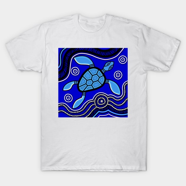 Aboriginal Art - Turtle Blue 2 T-Shirt by hogartharts